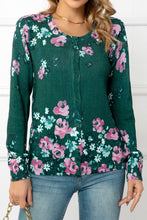 Load image into Gallery viewer, Floral Button Front Round Neck Cardigan