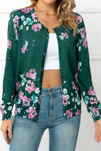 Load image into Gallery viewer, Floral Button Front Round Neck Cardigan