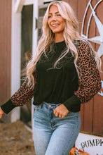 Load image into Gallery viewer, Leopard Print Long Sleeve Ribbed Knit Blouse