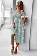Load image into Gallery viewer, Floral Off-Shoulder Smocked Midi Dress