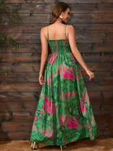 Load image into Gallery viewer, Slit Smocked Printed Spaghetti Strap Dress