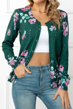 Load image into Gallery viewer, Floral Button Front Round Neck Cardigan