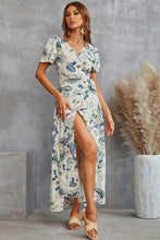 Load image into Gallery viewer, Floral Split Short Sleeve Maxi Dress