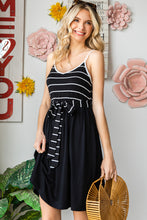 Load image into Gallery viewer, Striped Spaghetti Strap Belted Dress