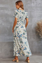 Load image into Gallery viewer, Floral Split Short Sleeve Maxi Dress