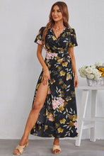 Load image into Gallery viewer, Floral Split Short Sleeve Maxi Dress