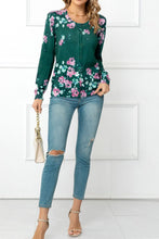 Load image into Gallery viewer, Floral Button Front Round Neck Cardigan