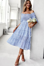 Load image into Gallery viewer, Floral Off-Shoulder Smocked Midi Dress