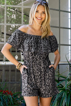 Load image into Gallery viewer, Leopard Off-Shoulder Romper with Pockets