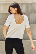 Load image into Gallery viewer, Criss Cross Pearl Detail Open Back T-Shirt