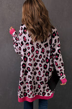 Load image into Gallery viewer, Leopard Contrast Trim Open Front Longline Cardigan*