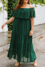Load image into Gallery viewer, Plus Size Swiss Dot Off-Shoulder Tiered Dress