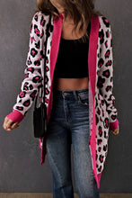 Load image into Gallery viewer, Leopard Contrast Trim Open Front Longline Cardigan*