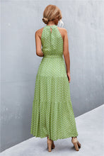 Load image into Gallery viewer, Printed Sleeveless Tie Waist Maxi Dress