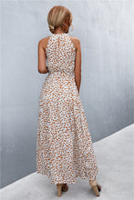 Load image into Gallery viewer, Printed Sleeveless Tie Waist Maxi Dress