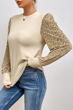 Load image into Gallery viewer, Leopard Print Long Sleeve Ribbed Knit Blouse