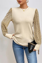 Load image into Gallery viewer, Leopard Print Long Sleeve Ribbed Knit Blouse