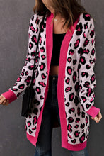 Load image into Gallery viewer, Leopard Contrast Trim Open Front Longline Cardigan*