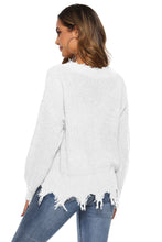 Load image into Gallery viewer, Off-Shoulder Ribbed Long Sleeve Raw Hem Sweater
