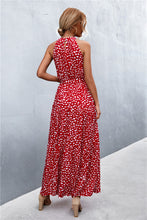 Load image into Gallery viewer, Printed Sleeveless Tie Waist Maxi Dress
