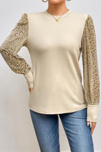 Load image into Gallery viewer, Leopard Print Long Sleeve Ribbed Knit Blouse