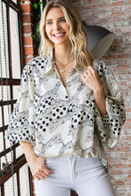 Load image into Gallery viewer, Tiger Print Collared Neck Long Sleeve Satin Shirt