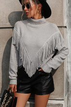 Load image into Gallery viewer, Tassel Front Long Sleeve Pullover Sweater - Believe Inspire Beauty