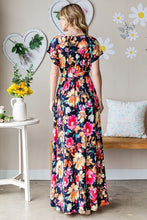 Load image into Gallery viewer, Floral Surplice Tie Waist Maxi Dress
