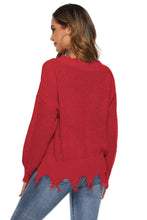 Load image into Gallery viewer, Off-Shoulder Ribbed Long Sleeve Raw Hem Sweater