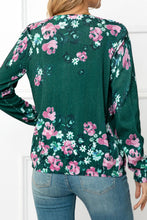 Load image into Gallery viewer, Floral Button Front Round Neck Cardigan
