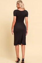 Load image into Gallery viewer, Ruched Sweetheart Neck Short Sleeve Slit Dress - Believe Inspire Beauty