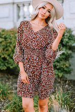Load image into Gallery viewer, Printed Balloon Sleeve V-Neck Dress