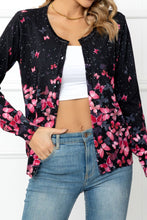 Load image into Gallery viewer, Floral Button Front Round Neck Cardigan