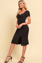 Load image into Gallery viewer, Ruched Sweetheart Neck Short Sleeve Slit Dress - Believe Inspire Beauty