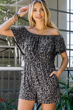 Load image into Gallery viewer, Leopard Off-Shoulder Romper with Pockets