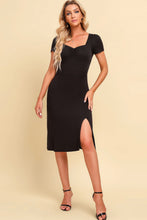Load image into Gallery viewer, Ruched Sweetheart Neck Short Sleeve Slit Dress - Believe Inspire Beauty