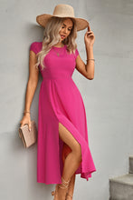 Load image into Gallery viewer, Tie Back Cutout Round Neck Split Dress
