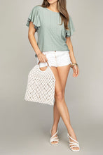 Load image into Gallery viewer, Embroidered eyelet top with wing sleeve
