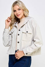 Load image into Gallery viewer, Women Corduroy Oversized Shacket, Hooded Shirt Jacket
