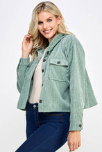 Load image into Gallery viewer, Women Corduroy Oversized Shacket, Hooded Shirt Jacket
