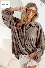 Load image into Gallery viewer, Tiered Shirring Velvet Shirt

