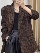 Load image into Gallery viewer, Vintage Leopard Print Oversized Blazer
