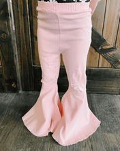 Load image into Gallery viewer, Barbie Denim Bell Bottoms - Distressed Pink
