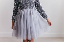 Load image into Gallery viewer, Kids Sequin Silver Holiday Fancy Sparkle Tulle Winter Dress
