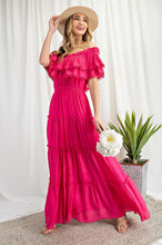 Load image into Gallery viewer, OFF THE SHOULDER RUFFLE MAXI DRESS

