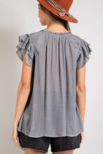Load image into Gallery viewer, TIERED RUFFLE SLEEVE SHORT SLEEVE BLOUSE
