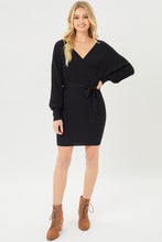 Load image into Gallery viewer, Off Shoulder Wrap Belted Ribbed Knit Dress
