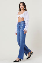 Load image into Gallery viewer, HIGH RISE WIDE LEG W DISTRESSED HEM DETAIL
