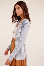 Load image into Gallery viewer, Two Tone Ribbed Belt Cardigan Sweater
