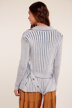 Load image into Gallery viewer, Two Tone Ribbed Belt Cardigan Sweater
